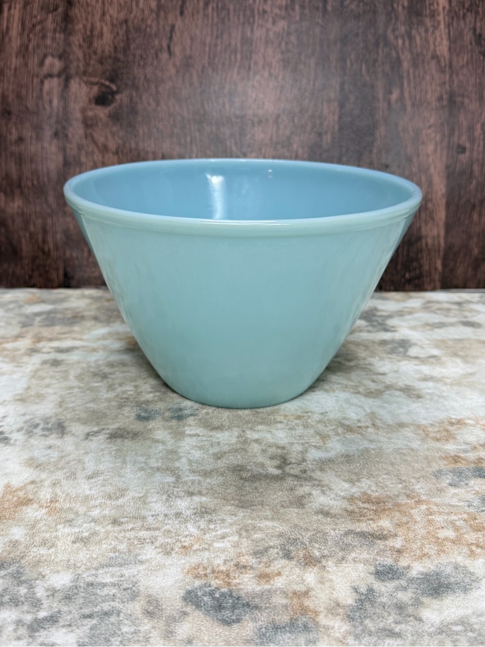 Vintage Fire-King Delphite Blue Milk Glass Mixing Bowl 8” Oven Ware USA
